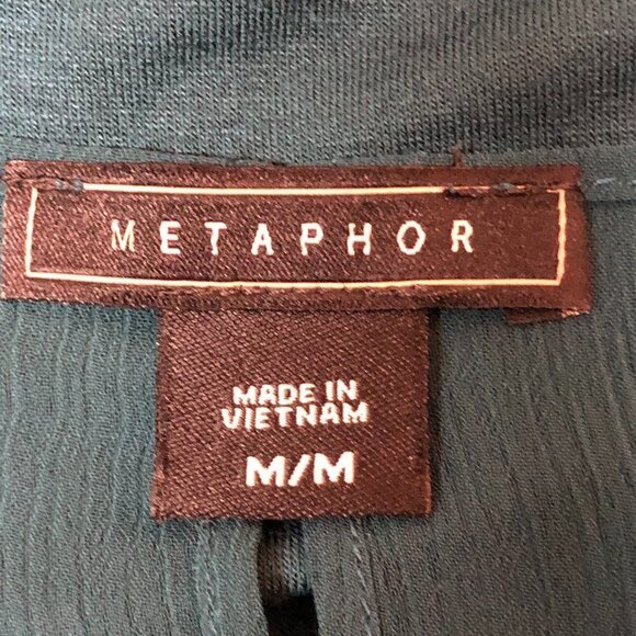 METAPHOR Deep Teal “Seas” Green Flowy Layered V-Neck Sleeveless Top Size Medium - Picture 3 of 5